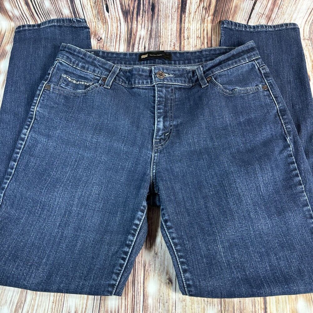 Levi's MID RISE SKINNY Womens Size 14 Blue Jeans Denim Pants Embroidered 32X30 - Picture 2 of 11